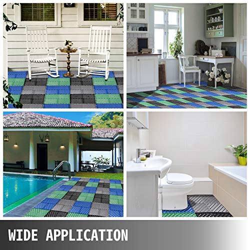 Happybuy Tiles Interlocking 50 PCS Black, Drainage Tiles 12x12x0.5 Inches, Deck Tiles Outdoor Floor Tiles, Outdoor Interlocking Tiles, Deck Flooring Happybuy