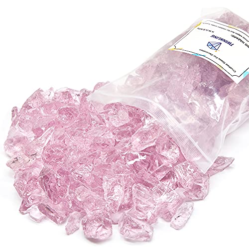 TWINKLING High Luster Fire Glass Gravel Stone,Broken Glass,Fire Pit Glass,Crushed Glass for Fireplace Pit Aquarium Garden Decoration,1-3cm,2-Pound TWINKLING