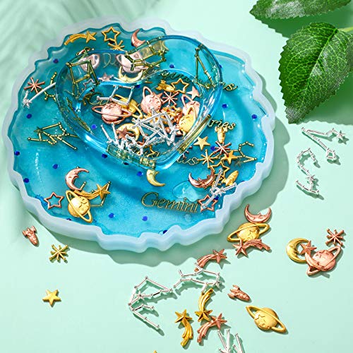 Cosmos Themed Resin Fillers and Resin Fillers Moon Star Resin Charms Alloy Epoxy Resin Supplies (Gold, Silver, Rose Gold, 82 Pieces) Hicarer