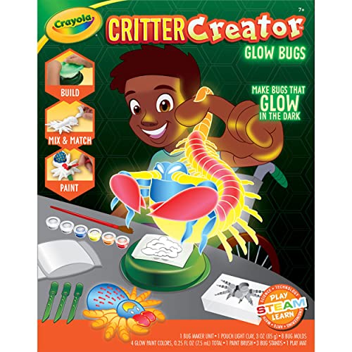 Crayola Glow in The Dark Critter Creator, Clay Bug Toy Kit for Kids, Fake Bug Molds, Includes Clay & Paint, Gift for Kids, Ages 7+ Crayola