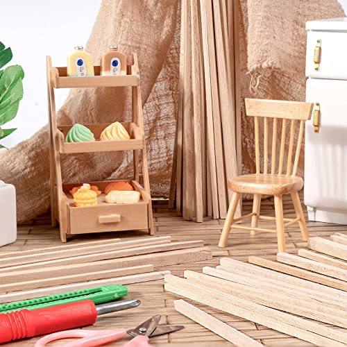 250Pcs Balsa Wood Sticks, Square Wooden Dowels 1/8, 4/25, 3/16, 1/4 x 10 Inch, Hardwood Square Dowels Unfinished Wooden Strips for DIY Molding Crafts ZAUGONTW