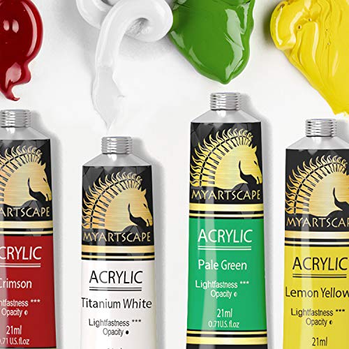 MyArtscape Acrylic Paint Set - 12 x 21ml tubes - Lightfast - Heavy Body - Rich Pigments - Great Tinting Strength - Acrylic Painting Supplies for MyArtscape