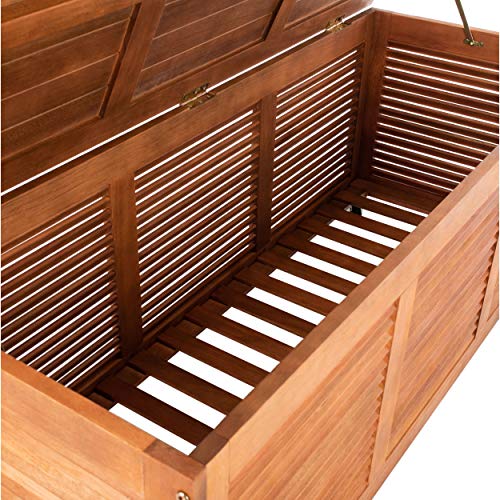 Safavieh PAT7038A Outdoor Collection Elina Teak 47.2" Cushion Deck Box, Natural Safavieh