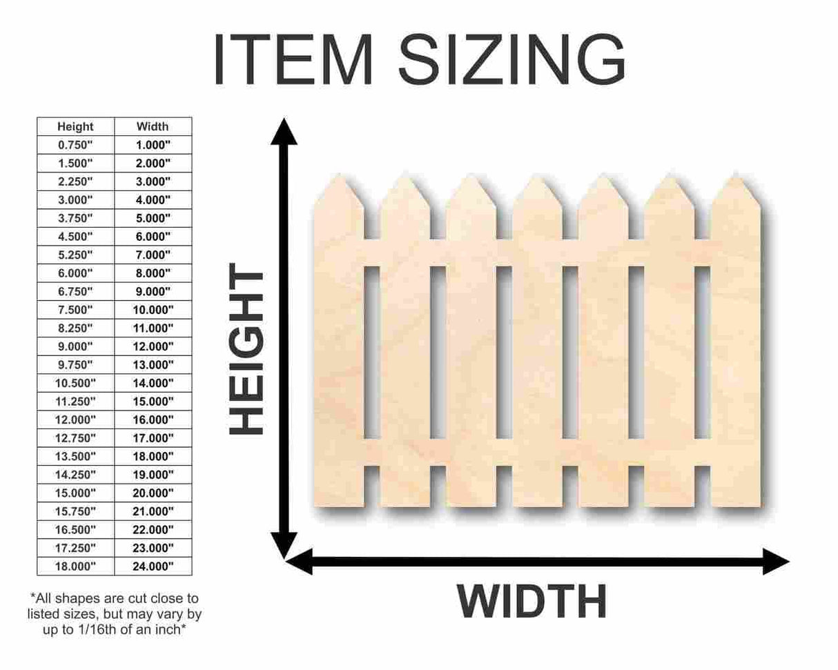 Unfinished Wood Picket Fence Shape - Craft - up to 24" DIY 6" / 1/4" 24 Hour Crafts