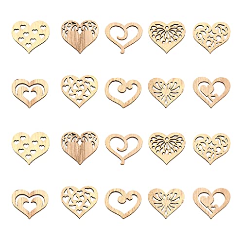 KitBeads 100pcs Wood Heart Cutouts Hollow Wood Heart Embellishments Valentine Love Heart Shape Laser Cut Ornaments for Crafts DIY Home Decorations KitBeads