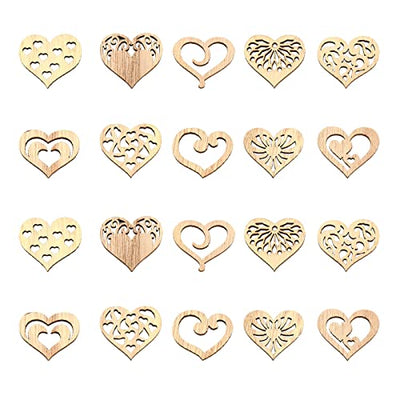 KitBeads 100pcs Wood Heart Cutouts Hollow Wood Heart Embellishments Valentine Love Heart Shape Laser Cut Ornaments for Crafts DIY Home Decorations