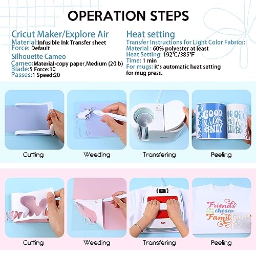 HTVSTD Infusible Ink Transfer Sheets - 23 Sheets 12" x 10" Solid Color Infusible Ink Sheets Paper for Tumbler T-Shirts Mugs DIY Sublimation Paper HTVSTD