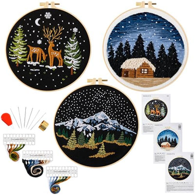 Armindou Embroidery Kit for Beginner Adults, Counted Stamped Cross Stitch kit for Adult Beginner, Hand Embroidery Starter Kits with Pattern, 3