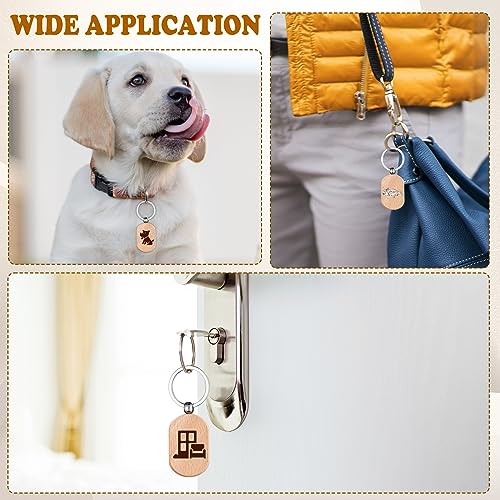 Voittozege 100 Pcs Wooden Keychain Blanks Wood Key Chain Bulk Rounded Square Wooden Blank Keychains Unfinished Blanks Wood Keychains Blank Wooden Key Voittozege