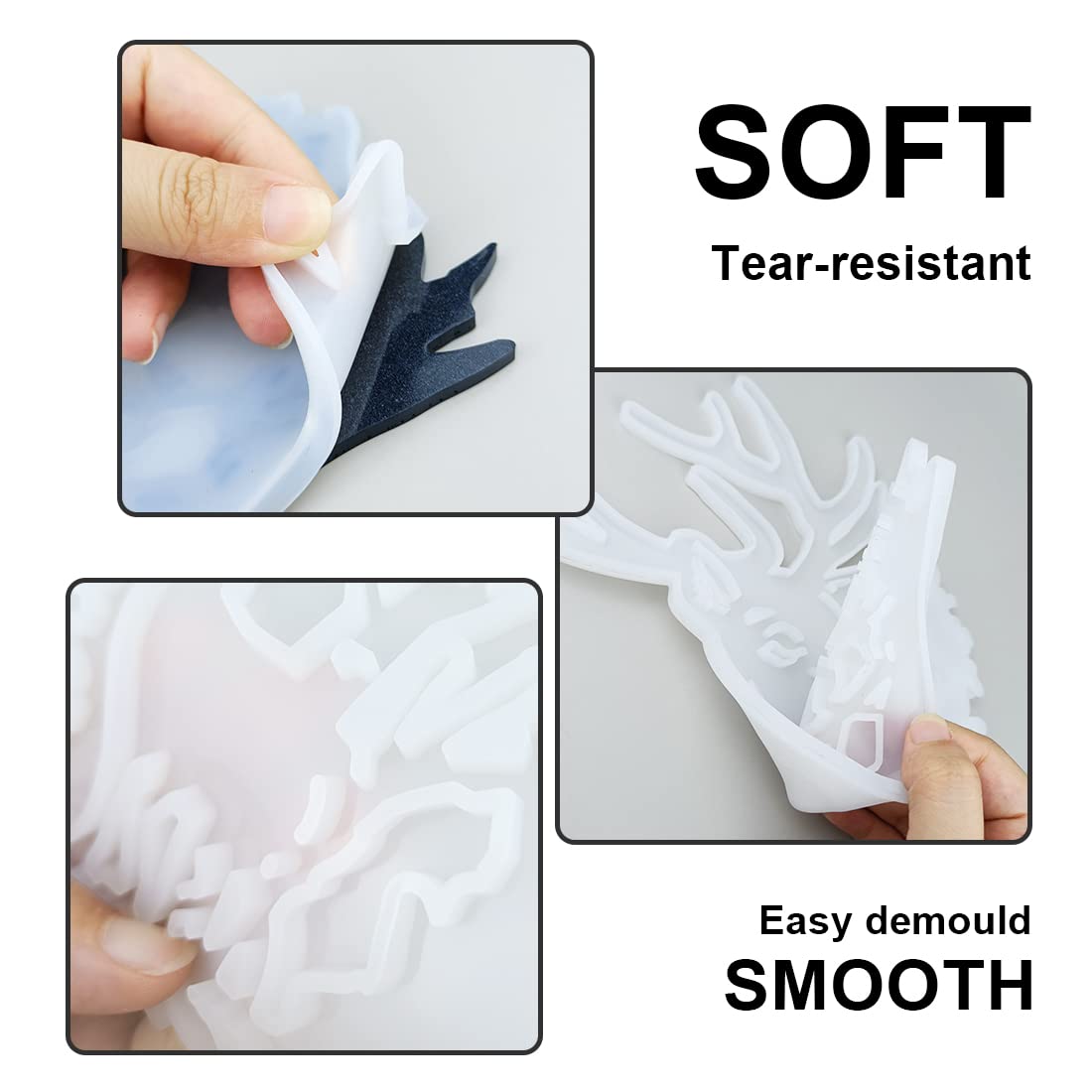 Deer Wall Decor Resin Silicone Mold, Deer Antlers Head Epoxy Casting Mold for Wall Hanging Mount Decor, DIY Door Wall Art Home Party Unique MUFUN