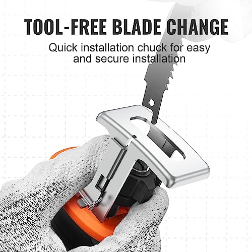 VEVOR Cordless Reciprocating Saw, 0-2700RPM Variable Speed, 0.8" Stroke Fast Cutting, 12V 45 Mins Fast Wireless Charging, Battery Powered with Branch VEVOR