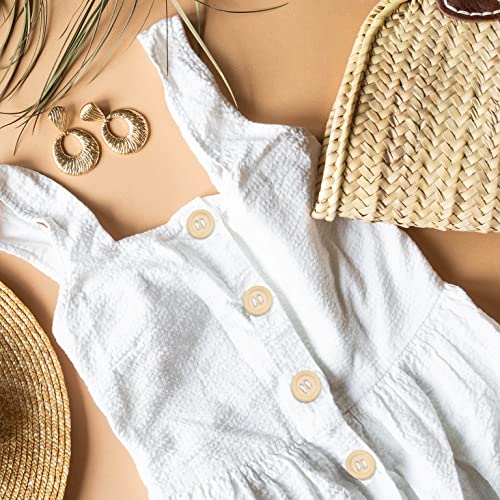 Unfinished Wooden Buttons - Round Wood Buttons for Crafts Sewing Sweater by Mandala Crafts Bulk 20 PCs 50mm 2 Inches Button with 4 Holes Mandala Crafts