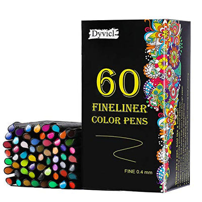 Dyvicl Fineliner Fine Point Pens, 60 Colors 0.4mm Fineliner Color Pen Set Fine Point Markers Fine Tip Drawing Pens for Journaling Writing Note Taking