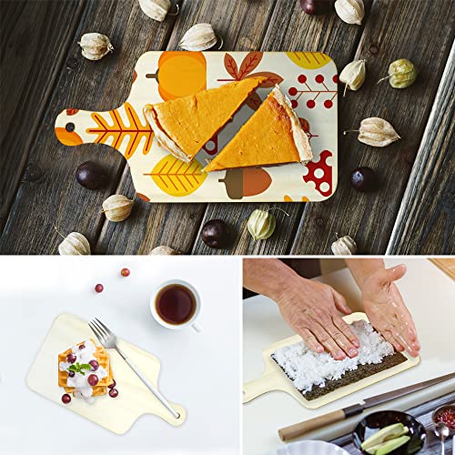 6Pcs Unfinished Wood Cutting Boards for Crafts with Handle & Hole, Thin Blank Wooden Pieces for Signs Cutout Crafting Painting, Small Natural Serving SNOMEL