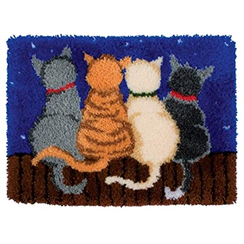 MeetBSelf Latch Hook Rug Kits Crocheting Carpet Rug Cats Acrylic Yarn Pre-Printed Canvas Cushion Mat Crochet Tapestry Sofa Decor MeetBSelf
