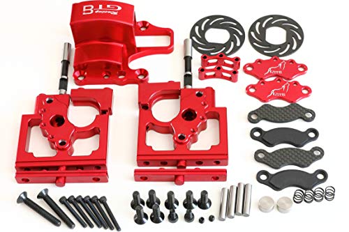 GTBRacing CNC Aluminum Center Differential Diff Mount & Adjustable Calipers Version for 1/5 RC Car Losi MTXL Upgrade Parts (Red) GTBRacing