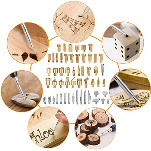 Pannow 53Pieces Wood Burning Tip,Wood Pyrography Tool Wood Burning Tips Set Stencils Nozzle Kit for Hobby Craft Pannow