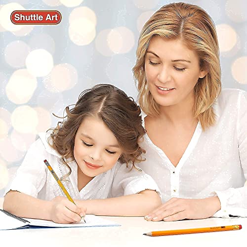 Shuttle Art Pencils and Erasers Bundle, Set of 350 Pack Sharpened Yellow Pencils + 120 Pack Pink Erasers Bulk Shuttle Art