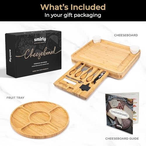 SMIRLY Charcuterie Boards Gift Set: Charcuterie Board Set, Bamboo Cheese Board Set - Unique Mothers Day Gifts for Mom - House Warming Gifts New Home, SMIRLY