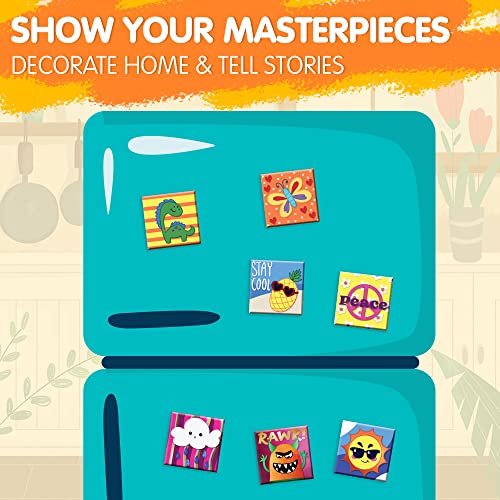 JOYIN 24 Magnetic Mini Tiles Art Kit, Creativity DIY Paint, Arts and Crafts for Kids, DIY Supplies for Party Favors, Family Activity, Birthday JOYIN