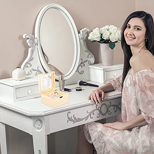 BESPORTBLE 2pcs Box Wooden Storage Box Earring Holder Jewelry Organizer Tray Makeup Wooden Treasure Containers Decorative Storage Bins with Lids BESPORTBLE