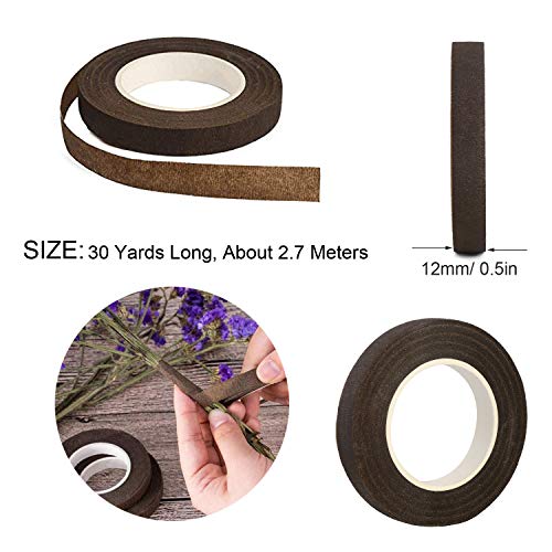 Floral Arrangement Tool Kit, Woohome Floral Kit with 2 Style Floral Tapes, 26 Gauge Stem Wire, Brown Cable Tie and Bamboo Stick for Floral Design Woohome