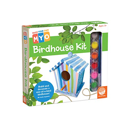MindWare Make Your Own Birdhouse Kit - Wood Art Kit for Kids - Includes Pre-Cut Wood Pieces and Art Supplies to Assemble and Paint Your Own Bird MindWare