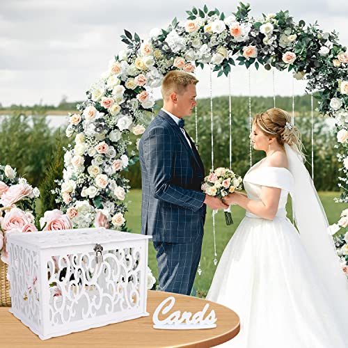 OurWarm DIY White Wedding Card Box with Lock PVC Card Box Graduation Card Box Perfect for Weddings, Baby Showers, Birthdays, Bridal or Baby Showers OurWarm