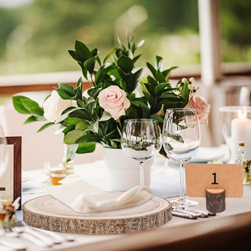 Natural Round Wood Slices 10 Pack 8-9 inches Unfinished Wood kit Circles DIY Crafts Wood Ornament Discs with 10 PCS Cards and 10 PCS Wood Table FORACKS