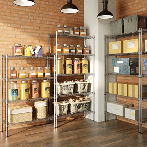 Auslar 5-Shelf Storage Shelves Heavy Duty 5 Tiers Standing Large Shelving Units Adjustable Metal Organizer Wire Rack, 14" x 36" x 72", Chrome Auslar