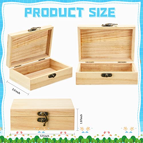 Unfinished Wooden Box with Hinged Lid Wood Small Craft Unpainted Box Jewelry Keepsake Rectangle Box Treasure Gift Storage Box for DIY Craft Home Tuanse