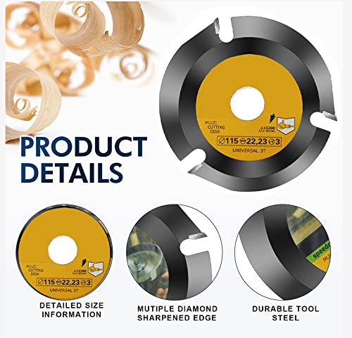 5 Pieces Wood Carving Disc Grinding Wheel Shaping Disc 12 Teeth Wood Polishing Shaping Disc,6 Teeth Wood Turbo Carving Disc,22 Teeth Grinder Chain Winllyat