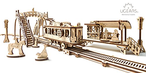 UGears Mechanical Town Series Tram Line Mechanical Wooden Model Kit 3D Puzzle Assembly UGEARS