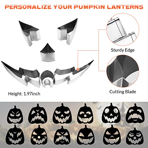WANNTS Pumpkin Carving Kit Halloween, Safe and Easy Set for Kids, DIY Stainless Steel Tools Halloween Decoration Jack-O-Lanterns, Gift Halloween(24 WANNTS