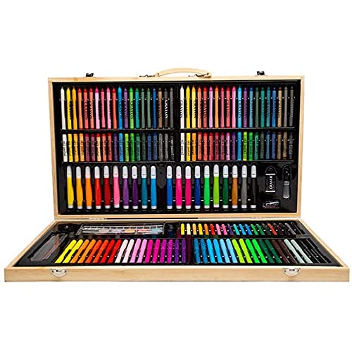 MXJCC Art Supplies 180 Piece Wooden Art Set for Painting, Sketching,  Coloring Creative Portable Art Kit with Colored Pencils, Oil Pastels,  Watercolor