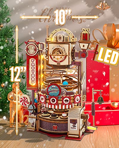 ROKR 3D Wooden Chocolate Factory Puzzle with LED Marble Run for Adults ROKR