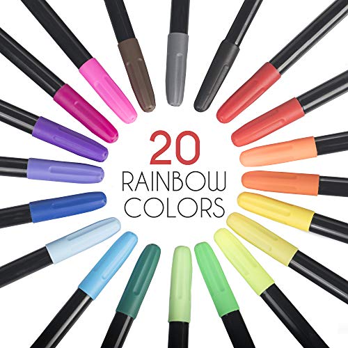 Zenacolor 20 Fabric Markers Pens Set - Non Toxic, Indelible and Permanent Fabric Paint Fine Point Textile Marker Pens Zenacolor