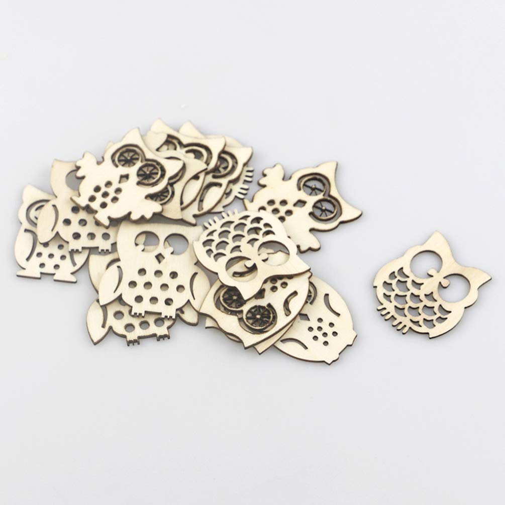 EXCEART Animal Wood Slices 60pcs Natural Wood Slices Owl Unfinished Wood Animal Craft Hanging Wooden Circles with Hole Tree Slice for Arts Painting EXCEART