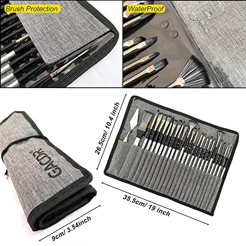 GACDR Acrylic Paint Brush Set, 24 Pieces Paint Brushes for Acrylic Painting with Cloth Roll Case and 2 Sponges, Pinceles para Acrilico for Oil GACDR
