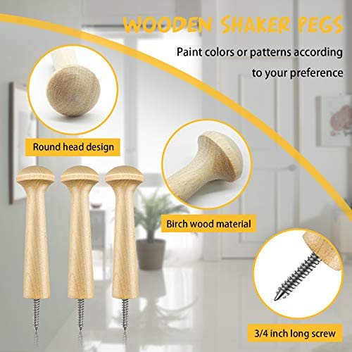 Sfcddtlg 24PCS Wooden Shaker Peg Wood Screw-3.7 Inch on Shaker Pegs Unfinished Wood Shaker Racks for Hanging Clothes Hats Towel Paint DIY(24PCS) Sfcddtlg