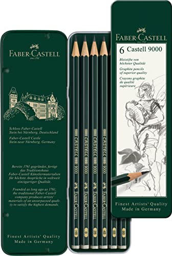 Faber-Castell - Castell 9000 Art Set Pencil (Pack of 6), Green Faber-Castell