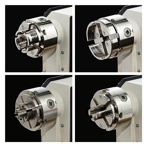 DEEFIINE 4 Inch Wood Lathe Chuck Set 1" x 8TPI Thread & 3/4"x16TPI Adapter, Nickel Plated Self-Centering 4 Jaw Wood Turning Chuck.(4 jaw) DEEFIINE