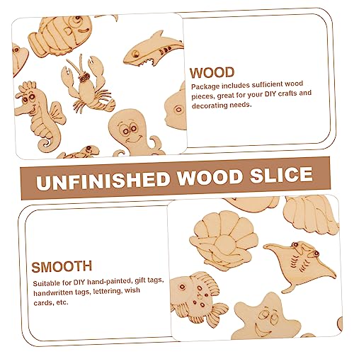 EXCEART 100pcs Marine Animal Wood Chips Mini Animals Natural Wood Slices Wood Earrings Fish Wood Sign Coastal Wood Cutout Unfinished Wood Slice Wood EXCEART