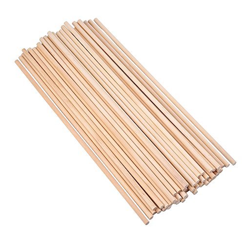 eBoot Unfinished Natural Wood Craft Dowel Rods 12 Inch x 1/4 Inch, 50 Pack EBOOT