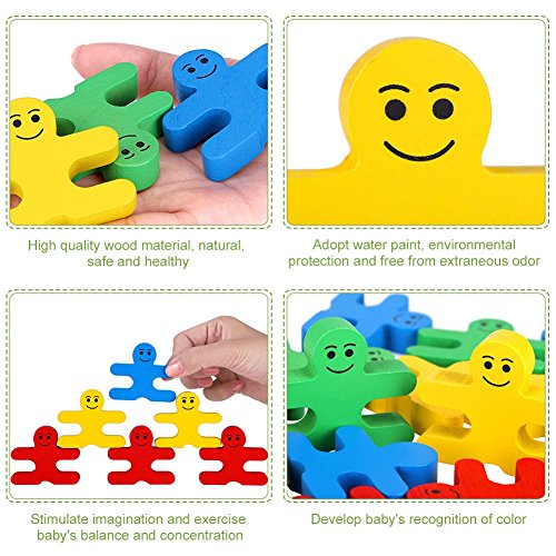 umbresen Wood Balance Building Blocks Stacking Games Toys for Kids Children Toddlers Preschool Boys and Girls Learning Educational Fine Motor Skill umbresen