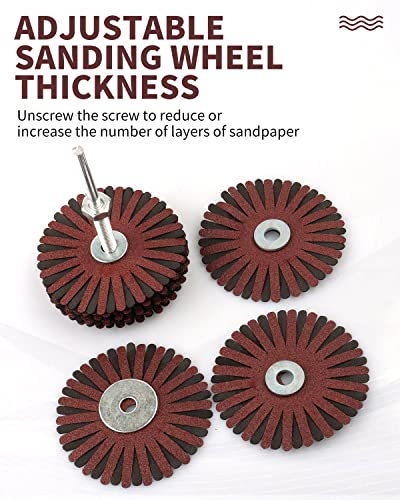 Rocaris 2 Pack Abrasive Flap Wheel - 120# Nylon Sanding Wheel Brush Abrasive Grinding Head with 1/4 Inch Shank for Woodworking Root Carving Furniture - WoodArtSupply