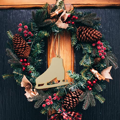 SEWACC 40 Sets Christmas Ice Skates Wooden Pendants Unfinished Wood Chips DIY Wood Slices Graffiti Pendants Hanging Ornaments SEWACC