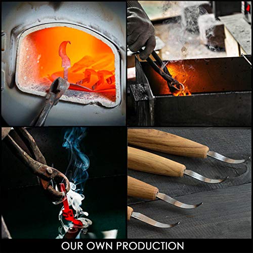 BeaverCraft Hook knife Wood Carving SK4s Long Knives Spoon Carving Tools 2.4'' Long handle 7.8'' Spoon Knife Wood Carving Tools Bowl Kuksa Carving BeaverCraft