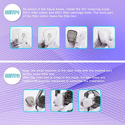 FNWD Reusable Full Face Mask with Activated Carbon Air Filter, Protect Against Gas,Paint,Dust,Chemicals and Other Work Protection(for 6800) None Brand