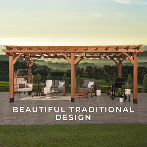 Backyard Discovery Beaumont 20x12 ft All Cedar Wood Pergola, Durable, Quality Supported Structure, Snow and Wind Supported, Rot Resistant, Backyard, Backyard Discovery